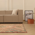 Vintage Isparta Turkish Area Rug 5x12 ft — Beige & Red Geometric