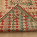 Vintage Isparta Turkish Area Rug 5x12 ft — Beige & Red Geometric