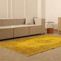 Vintage Isparta Turkish Area Rug 5x8 ft — Yellow & Brown Overdyed