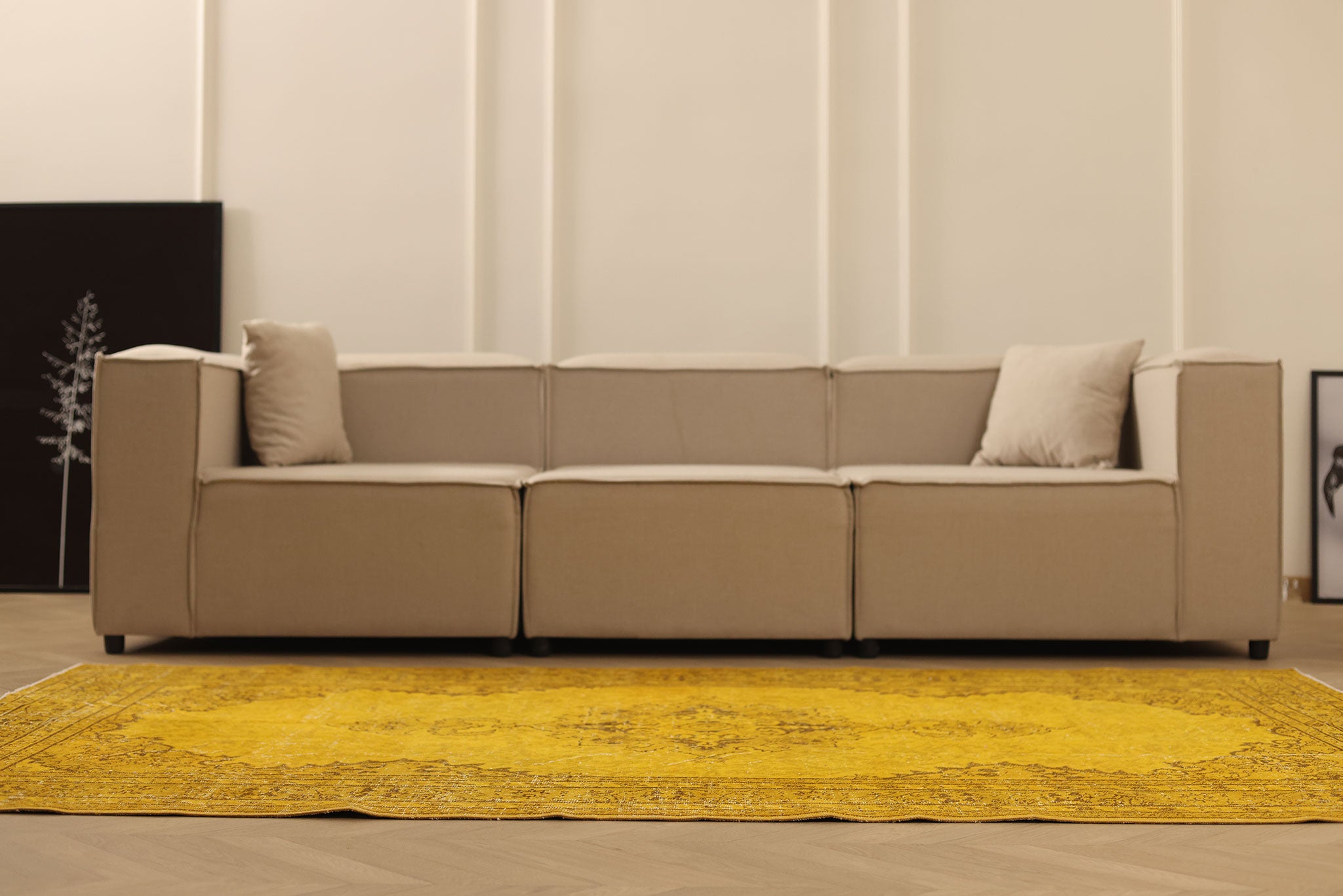 Vintage Isparta Turkish Area Rug 5x8 ft — Yellow & Brown Overdyed