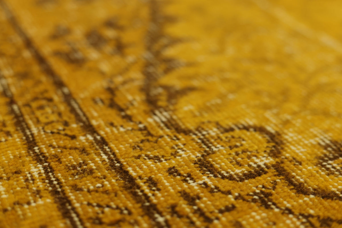 Vintage Isparta Turkish Area Rug 5x8 ft — Yellow & Brown Overdyed