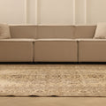 Vintage Manisa Turkish Area Rug 6x9 ft — Beige & Brown Distressed (No. 39903)