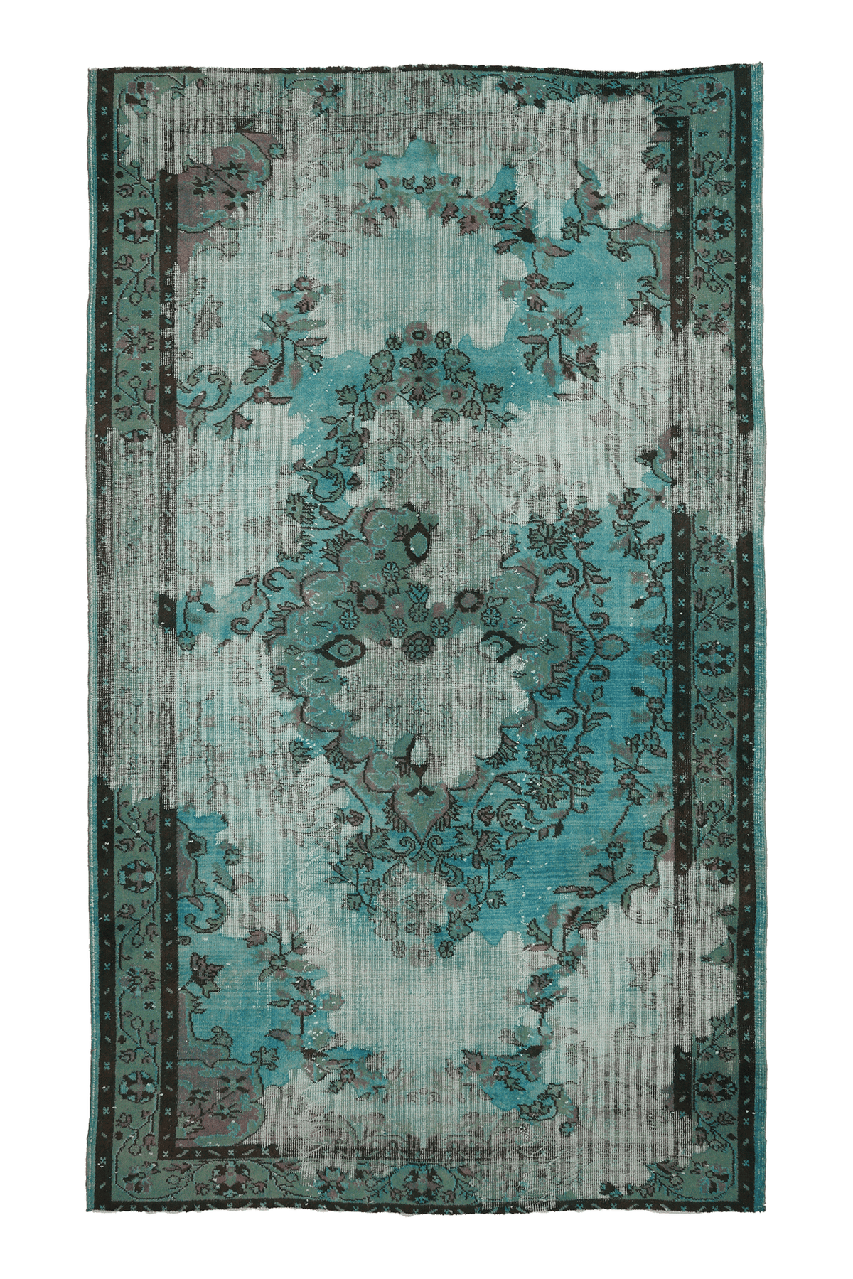 Vintage Isparta Turkish Area Rug 5x9 ft — Blue & Gray Overdyed (No. 39908)