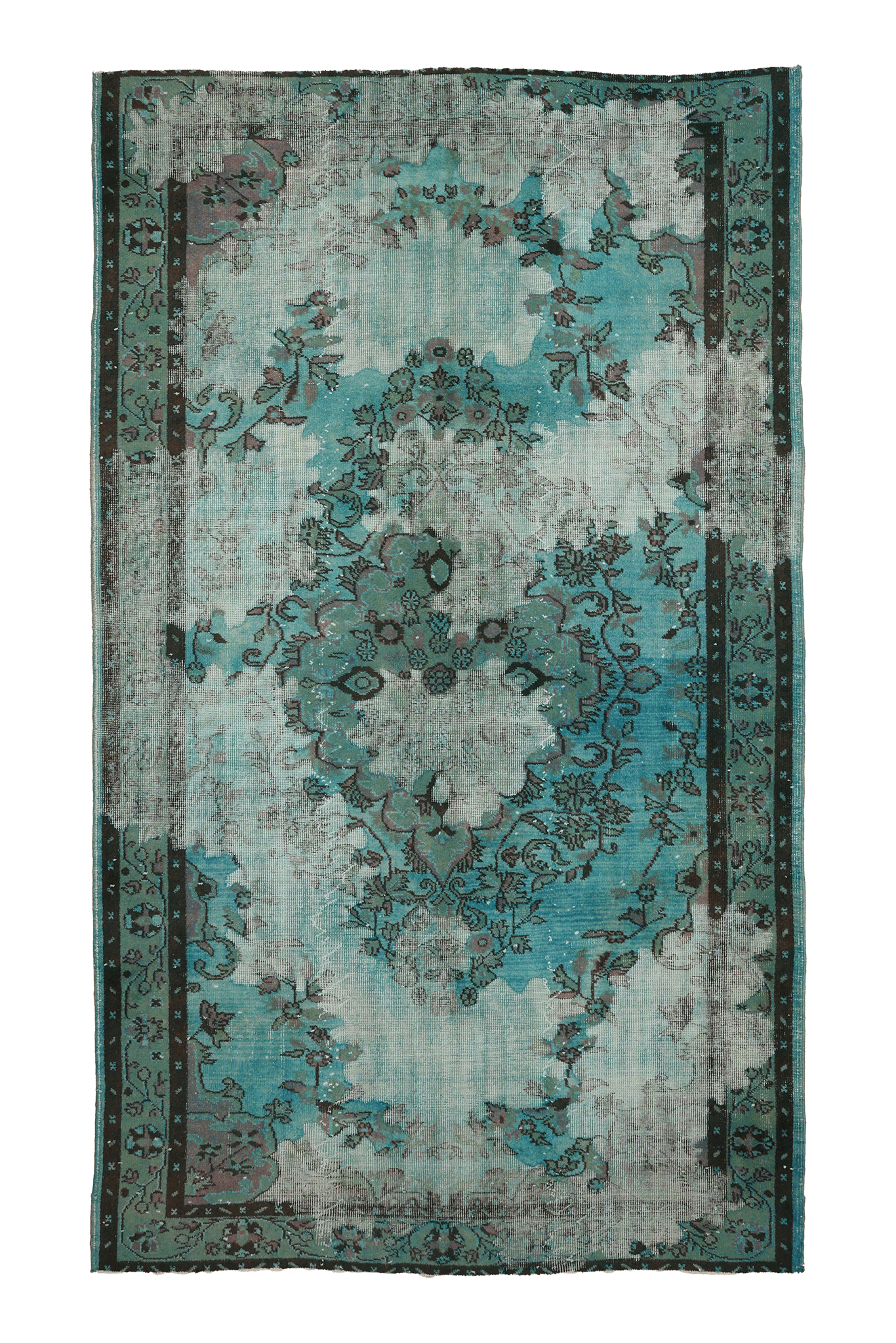Vintage Isparta Turkish Area Rug 5x9 ft — Blue & Gray Overdyed (No. 39908)
