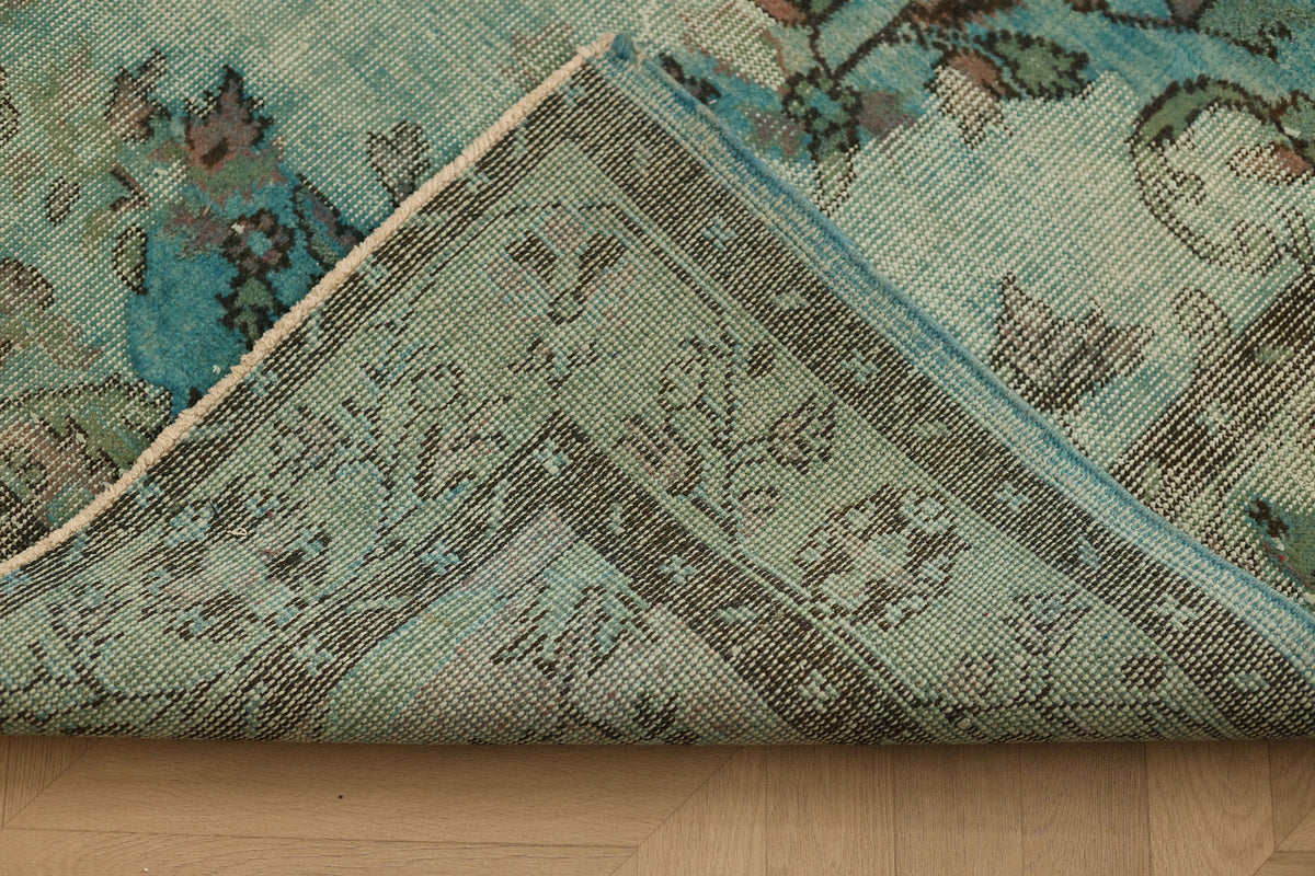 Vintage Isparta Turkish Area Rug 5x9 ft — Blue & Gray Overdyed (No. 39908)