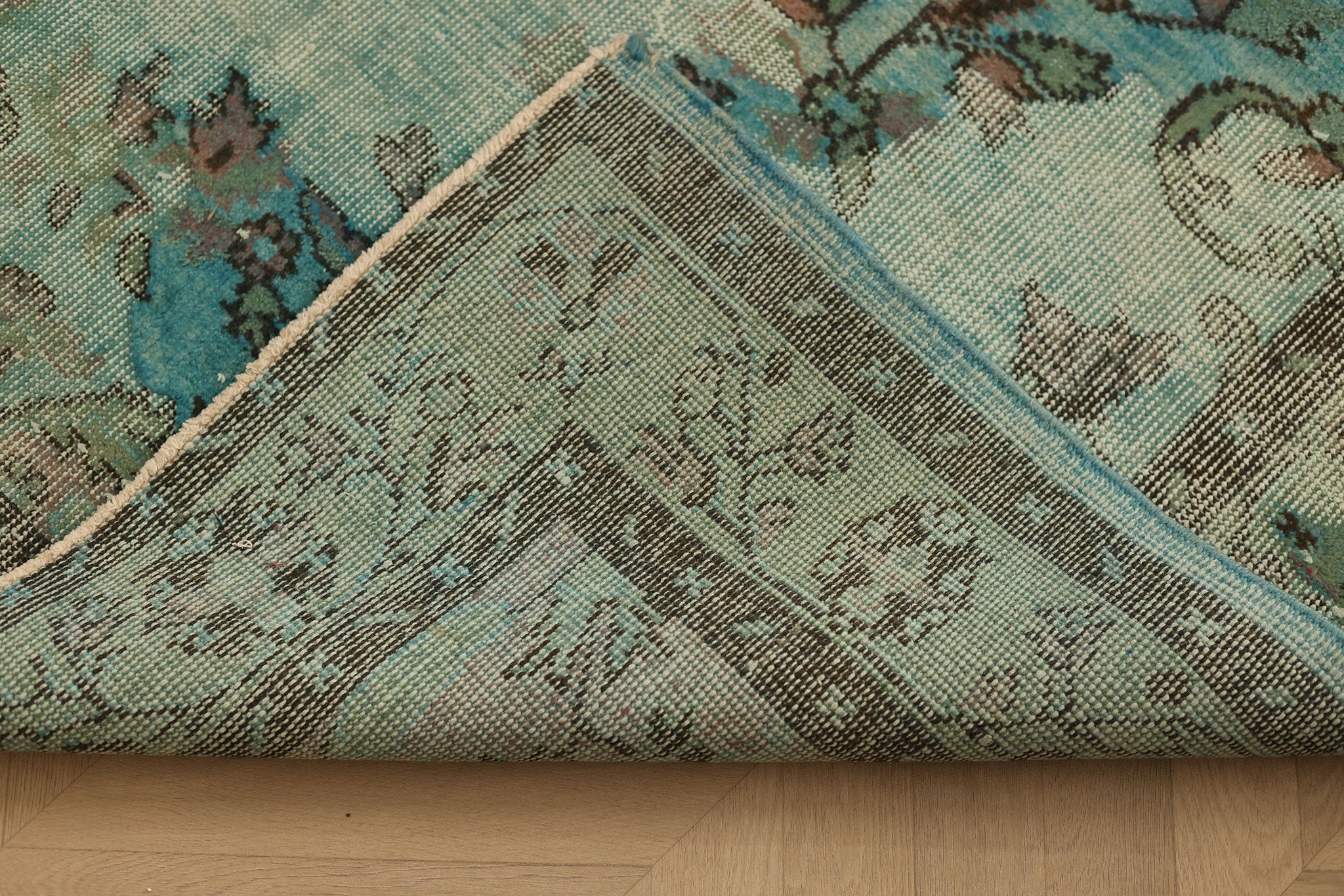 Vintage Isparta Turkish Area Rug 5x9 ft — Blue & Gray Overdyed (No. 39908)