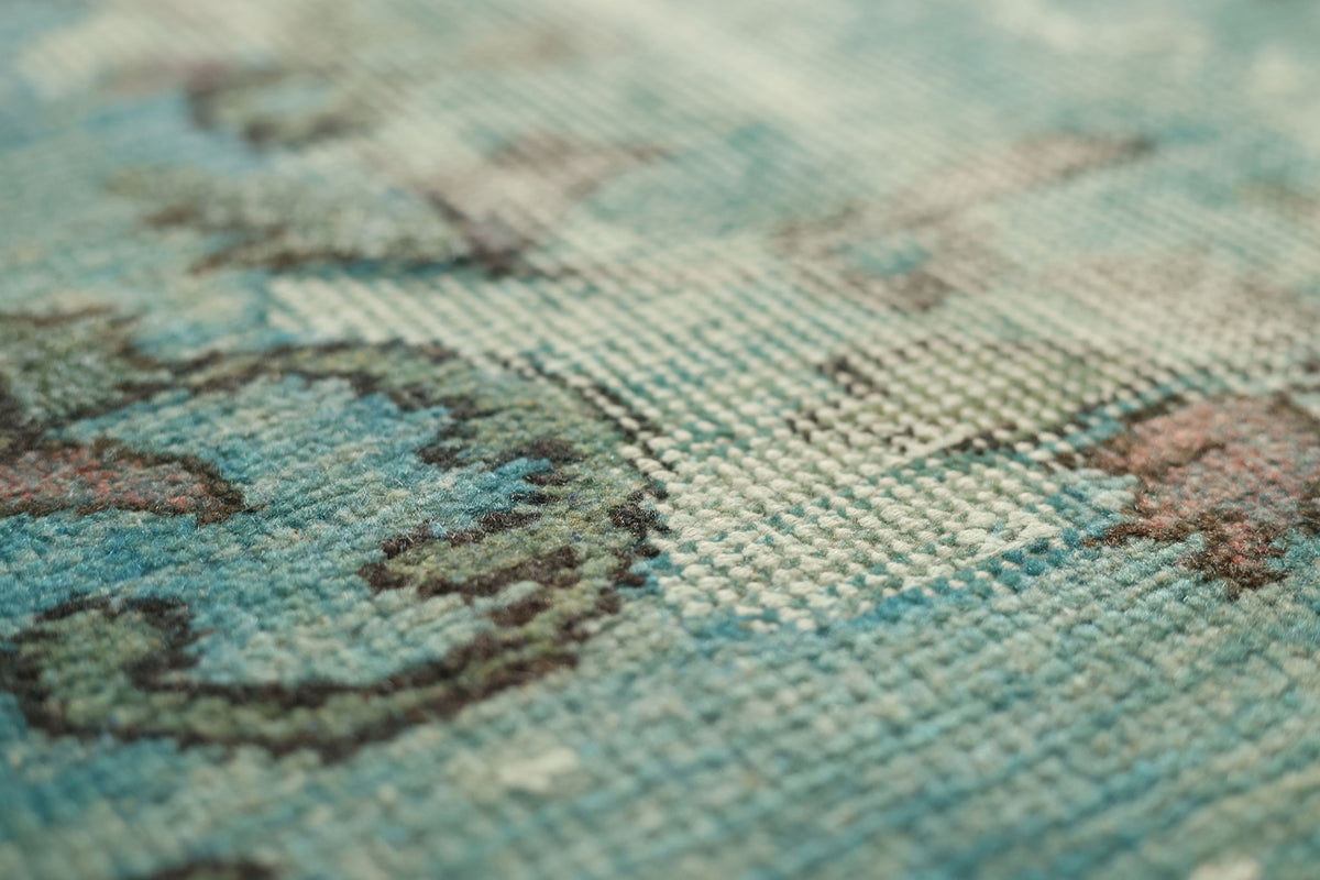 Vintage Isparta Turkish Area Rug 5x9 ft — Blue & Gray Overdyed (No. 39908)