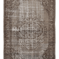 Vintage Manisa Turkish Area Rug 6x9 ft — Beige & Brown Distressed