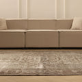 Vintage Manisa Turkish Area Rug 6x9 ft — Beige & Brown Distressed