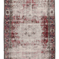 Vintage Manisa Turkish Area Rug 5x7 ft — Beige & Red Distressed