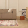 Vintage Manisa Turkish Area Rug 5x7 ft — Beige & Red Distressed