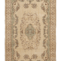 Vintage Isparta Turkish Area Rug 5x8 ft — Beige & Green Floral (No. 39914)