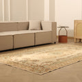 Vintage Isparta Turkish Area Rug 5x8 ft — Beige & Green Floral (No. 39914)