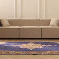 Vintage Isparta Turkish Area Rug 5x8 ft — Blue & Orange Floral