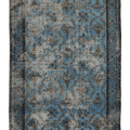 Vintage Isparta Turkish Area Rug 5x9 ft — Blue & Gray Distressed