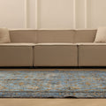 Vintage Isparta Turkish Area Rug 5x9 ft — Blue & Gray Distressed