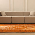 Vintage Manisa Turkish Area Rug 5x9 ft — Orange & Beige Distressed