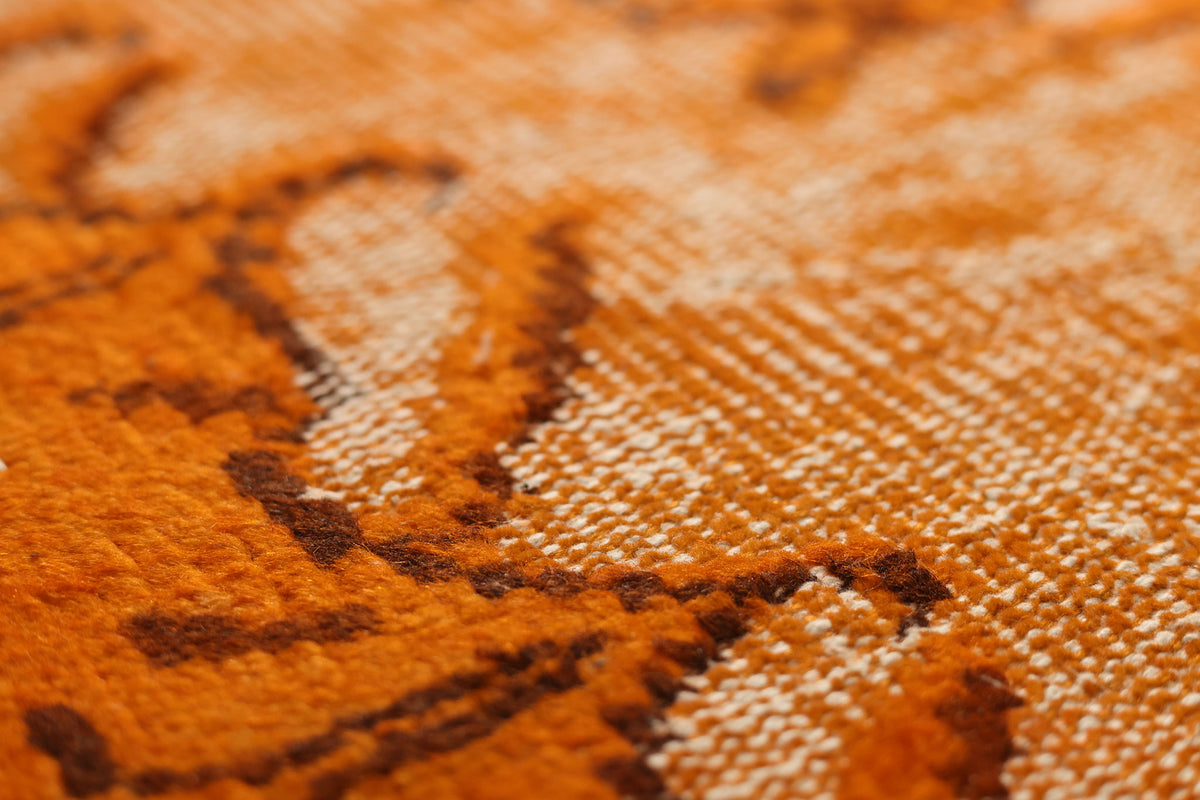 Vintage Manisa Turkish Area Rug 5x9 ft — Orange & Beige Distressed