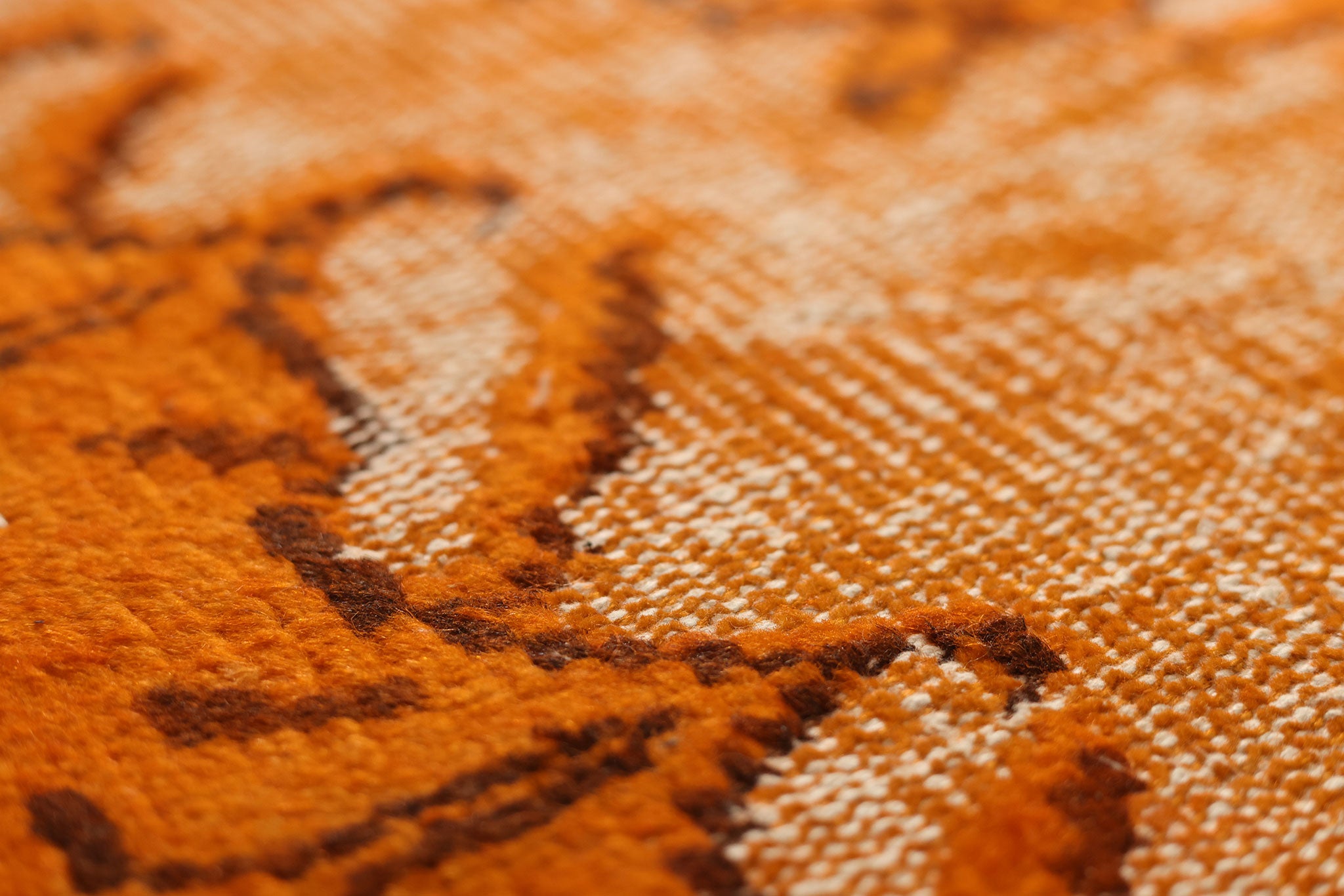 Vintage Manisa Turkish Area Rug 5x9 ft — Orange & Beige Distressed