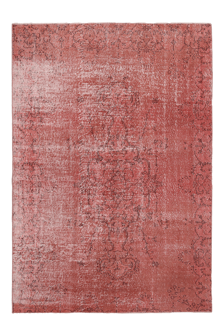 Vintage Isparta Turkish Area Rug 6x8 ft — Red Overdyed