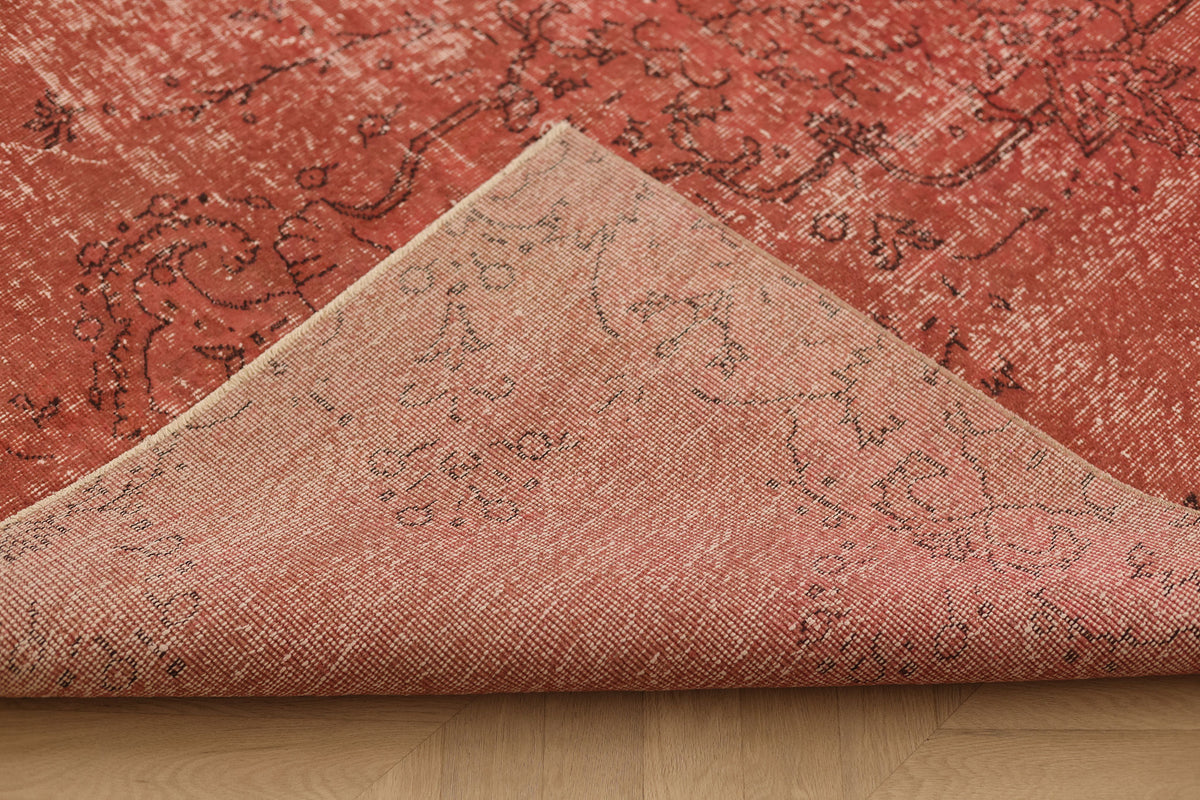 Vintage Isparta Turkish Area Rug 6x8 ft — Red Overdyed