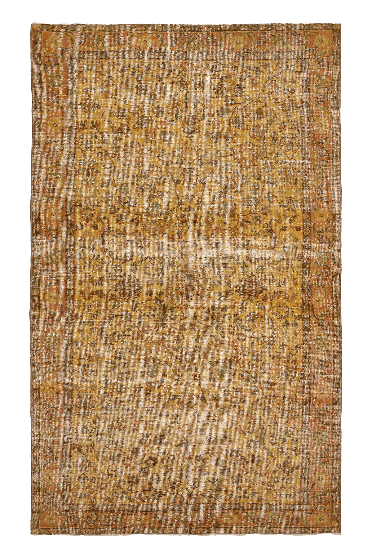 Vintage Isparta Turkish Area Rug 5x9 ft — Orange & Brown Floral (No. 39922)
