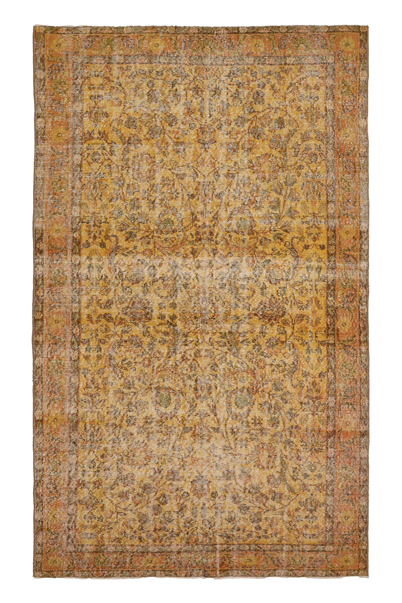 Vintage Isparta Turkish Area Rug 5x9 ft — Orange & Brown Floral (No. 39922)