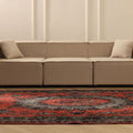 Vintage Isparta Turkish Area Rug 5x9 ft — Red & Gray Floral (No. 39923)