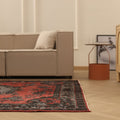 Vintage Isparta Turkish Area Rug 5x9 ft — Red & Gray Floral (No. 39923)