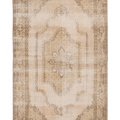 Vintage Isparta Turkish Area Rug 4x8 ft — Beige & Brown Floral (No. 39925)