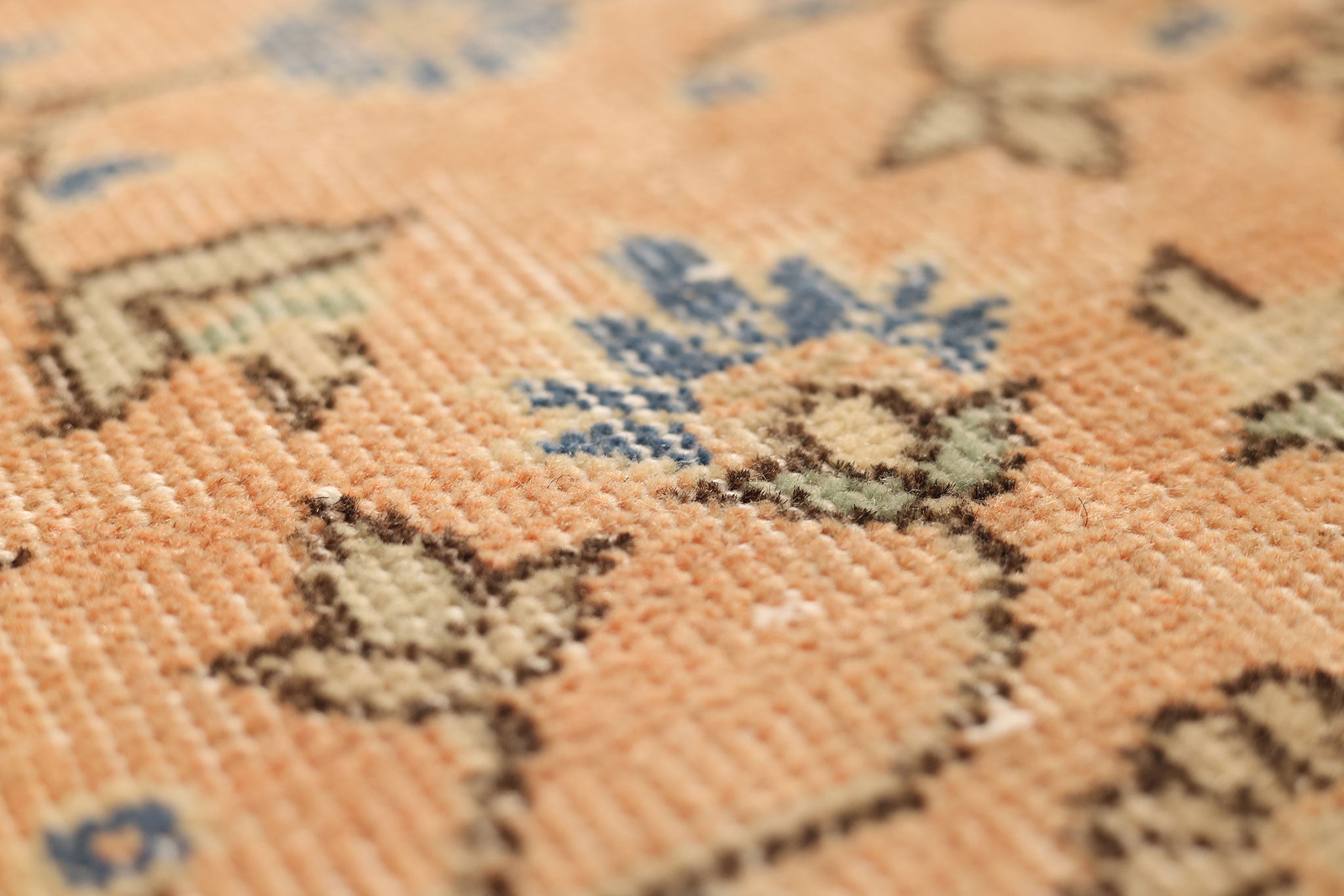 Vintage Isparta Turkish Area Rug 5x9 ft — Orange & Blue Floral