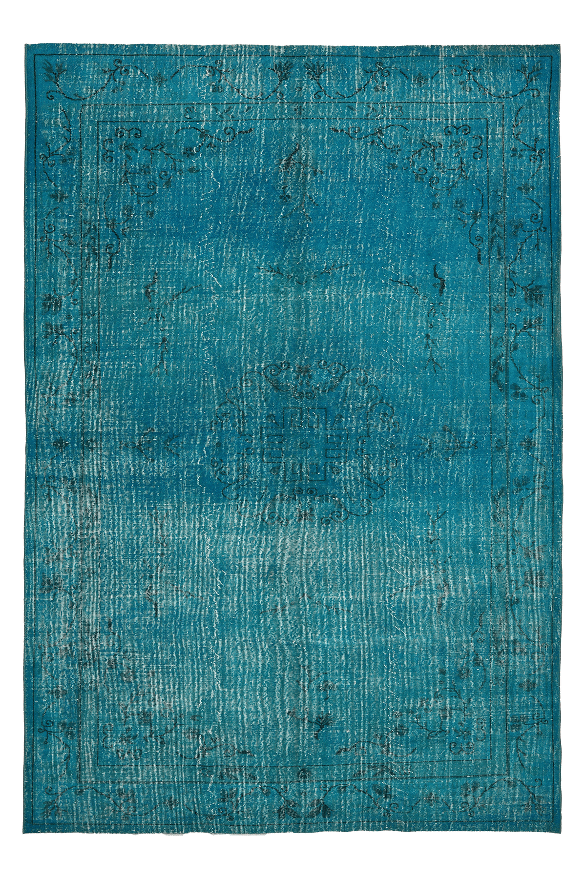 Vintage Isparta Turkish Area Rug 6x10 ft — Blue Overdyed