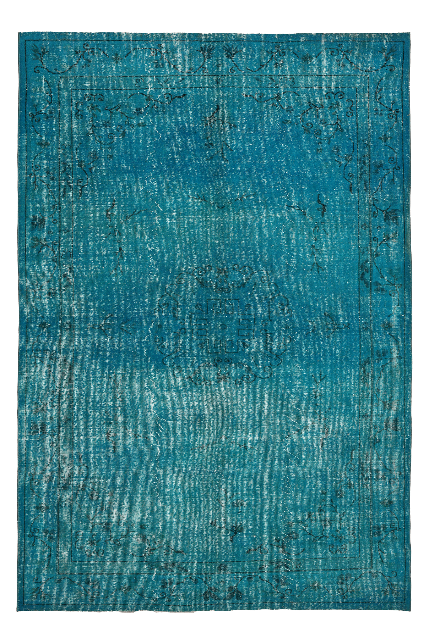 Vintage Isparta Turkish Area Rug 6x10 ft — Blue Overdyed