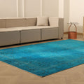 Vintage Isparta Turkish Area Rug 6x10 ft — Blue Overdyed