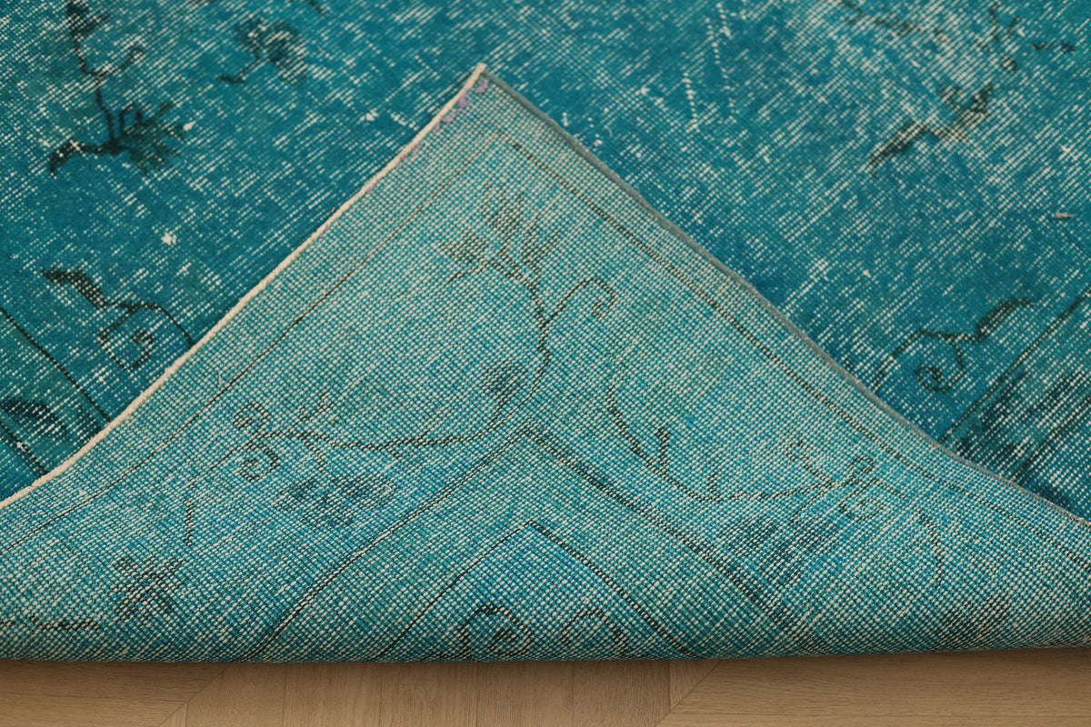 Vintage Isparta Turkish Area Rug 6x10 ft — Blue Overdyed