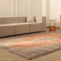 Vintage Manisa Turkish Area Rug 7x10 ft — Red & Green Distressed