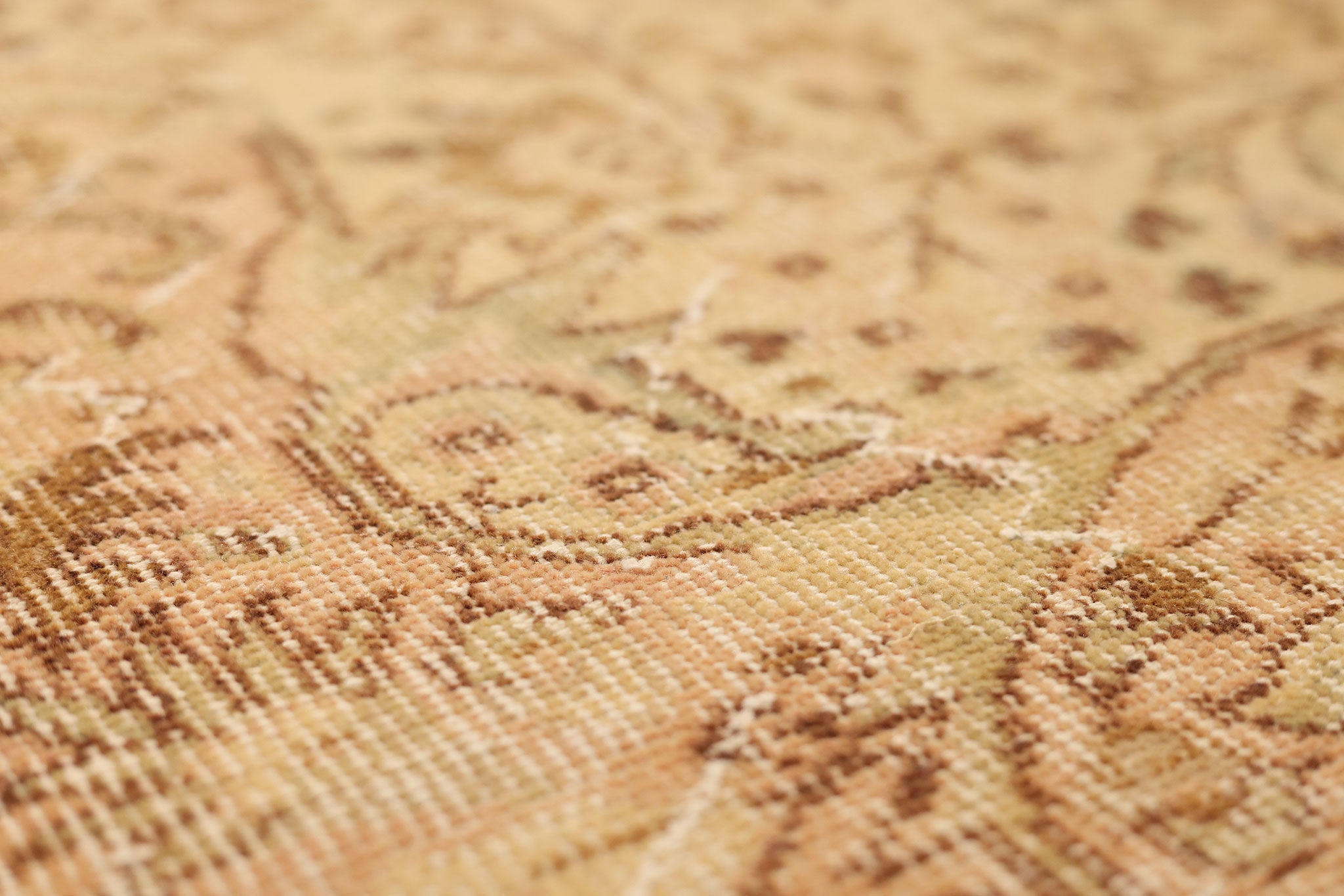 Vintage Isparta Turkish Area Rug 7x10 ft — Beige & Brown Floral (No. 39935)