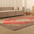 Vintage Manisa Turkish Area Rug 6x10 ft — Red & Beige Floral