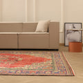 Vintage Manisa Turkish Area Rug 6x10 ft — Red & Beige Floral