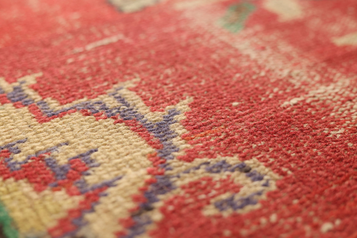 Vintage Manisa Turkish Area Rug 6x10 ft — Red & Beige Floral