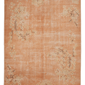 Vintage Isparta Turkish Area Rug 7x9 ft — Orange & Beige Floral