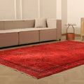 Vintage Isparta Turkish Area Rug 7x10 ft — Red Overdyed