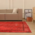 Vintage Isparta Turkish Area Rug 7x10 ft — Red Overdyed