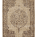Vintage Isparta Turkish Area Rug 7x10 ft — Beige & Brown Floral (No. 39944)
