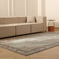 Vintage Manisa Turkish Area Rug 5x10 ft — Gray & Brown Floral