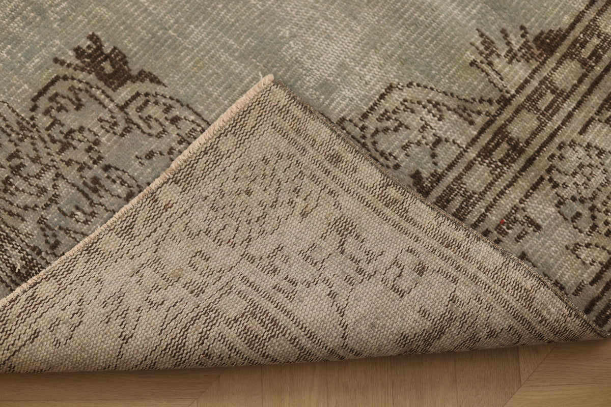 Vintage Manisa Turkish Area Rug 5x10 ft — Gray & Brown Floral