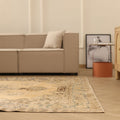 Vintage Isparta Turkish Area Rug 6x10 ft — Beige & Blue Floral (No. 39946)