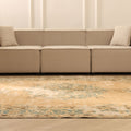 Vintage Isparta Turkish Area Rug 7x10 ft — Beige Floral