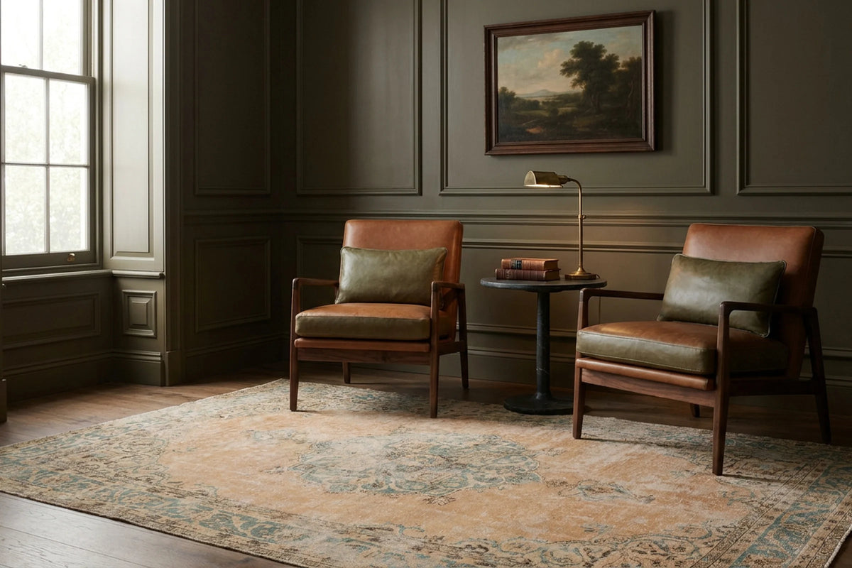 Turkish Area Rug in a styled room