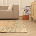 Vintage Isparta Turkish Area Rug 7x10 ft — Beige Floral